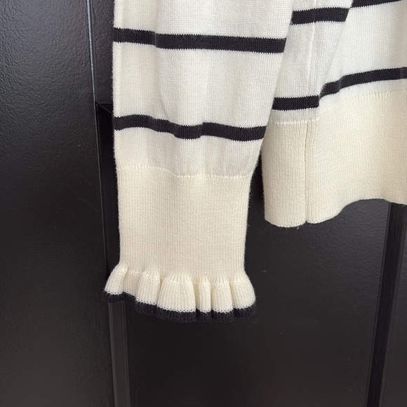 Talbots Striped Cream and Black Cardigan Sweater with Front Buttons. Size XL p - Picture 4 of 11
